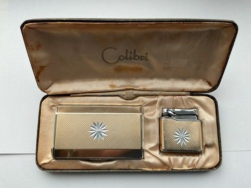Colibri Vintage Monogas Lighter & Cigarette Case Gold / Silver Star Design