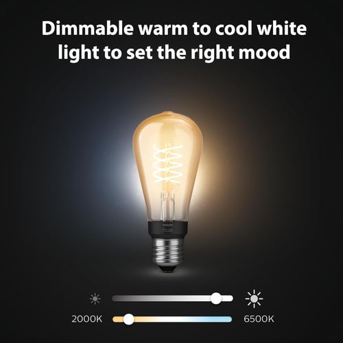 Philips Hue White Filament ST64 Smart Light Bulb [E27 Edison Scew] 1 Pack  — image 3