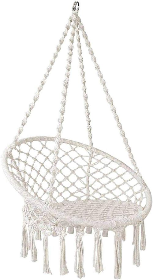 Hanging Macrame Hammock Chair Cotton Woven Rope Indoor Outdoor Swing Chair Seat — image 4