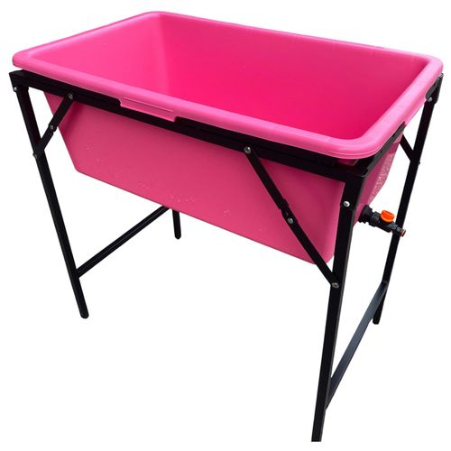90L Pink Dog Bath with Stand & Drain Valve – Foldable Pet Washing Tub — image 2
