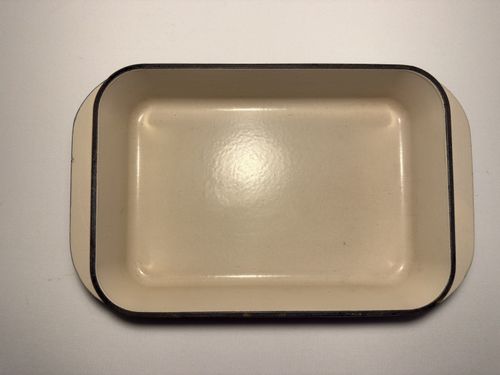 Le Creuset Rectangular Oven Roasting Tray Dish Light Blue 30 Cast Iron *Chipped* — image 17