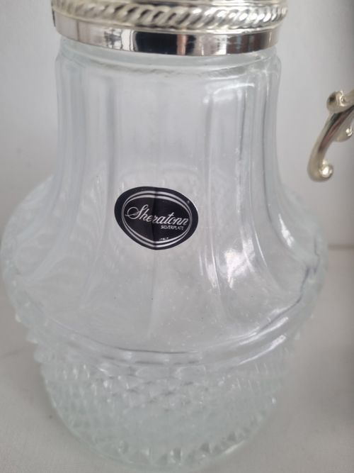 Sheraton Silver Plated Glass Claret Jug Wine Decanter Pitcher Italy 1.L NWT Box — image 3