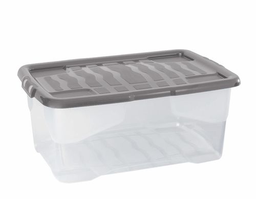 Storage Box & Lid Strata 9 x 42 L Curve Plastic Stackable - Clear Box, Grey Lid — image 2
