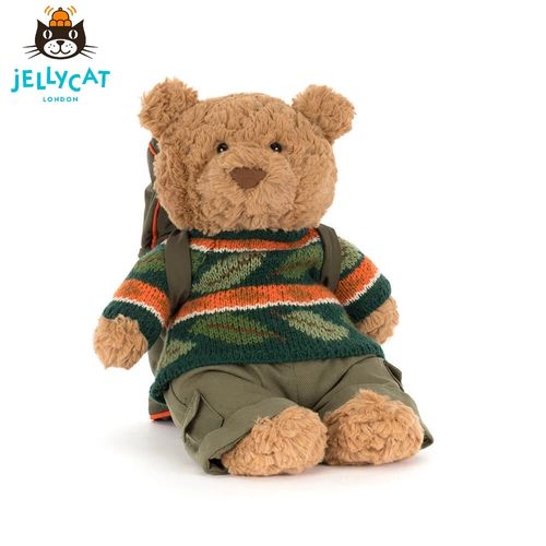 Jellycat Bartholomew Bear Hiking Outfit Plush Removable Sleeping Bag Tags + Bag — image 1