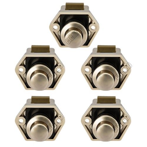 5-30x Drawer Handle Catch Lock Cupboard Door Camper Van Push Button Latch Knob