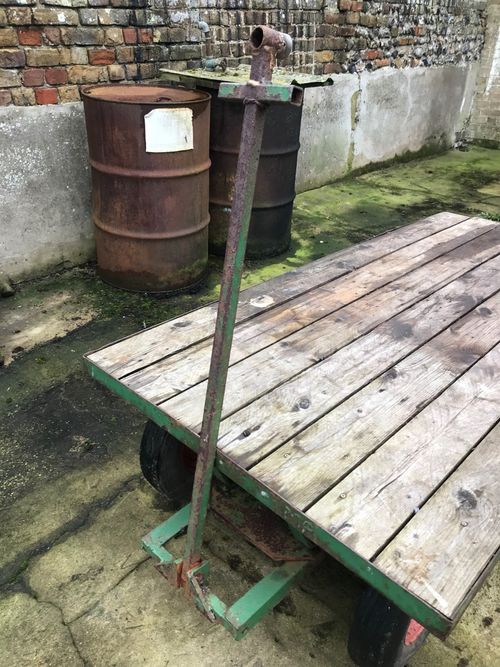 TRAILER TROLLEY WORK BENCH HEAVY SOLID IRON TABLE SHELF FACTORY WORKSHOP FARM — image 10