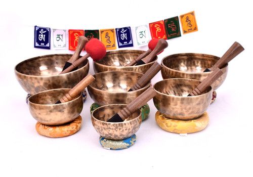 Tibetan Singing Bowl set of 7 - Chakra Balancing yoga Bowls - Seven Chakra Set