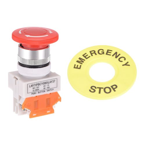22mm Mounting Latching Emergency Stop Push Button Switch 1NC Contact Type — image 1