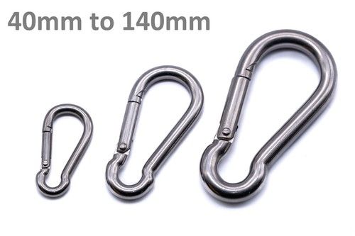 Stainless steel carabiner snap spring hook A4 316 clip marine grade rope 