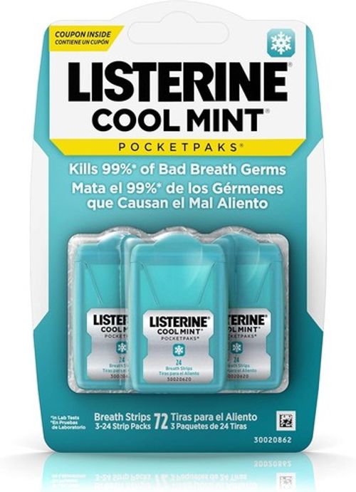 Listerine Pocket Paks Cool Mint 72 Strips