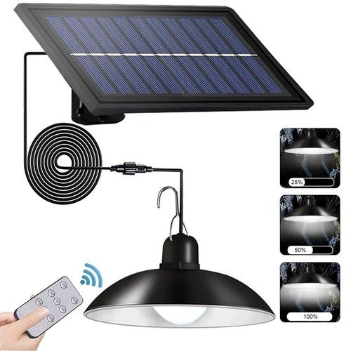 Dimmable Solar Pendant Light Indoor Outdoor Garden Shed Barn Balcony Gazebo