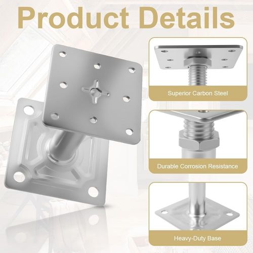 4PCS Adjustable Elevated Post Base Support, 100-150mm Galvanised Adjustable Elev — image 3