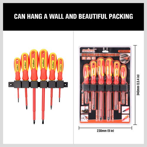 6pc Insulated Magnetic Electricians Screwdriver Soft Grip Phillips Flat Set — image 9