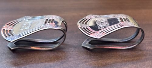 VTG/ANT WEBSTER STERLING SILVER PIERCED NAPKIN CLIPS ENGRAVED INITIALS — image 3