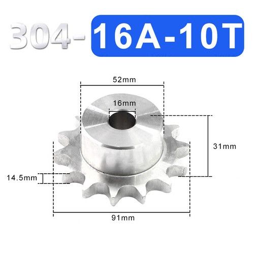 Stainless Steels Chain Drive Sprocket 10T/11T~30T Sprocket Wheel 91mm~254mm 16A