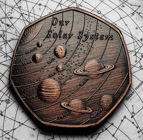 OUR SOLAR SYSTEM & AREA 51 Silver & Bronze Commemorative Coins & Case. Alien — image 11
