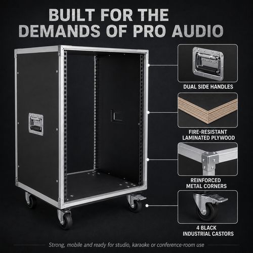 16U 19" Open Frame Rack Mobile Server Audio Rack Wheeled Equipment Rack Case UK — image 4