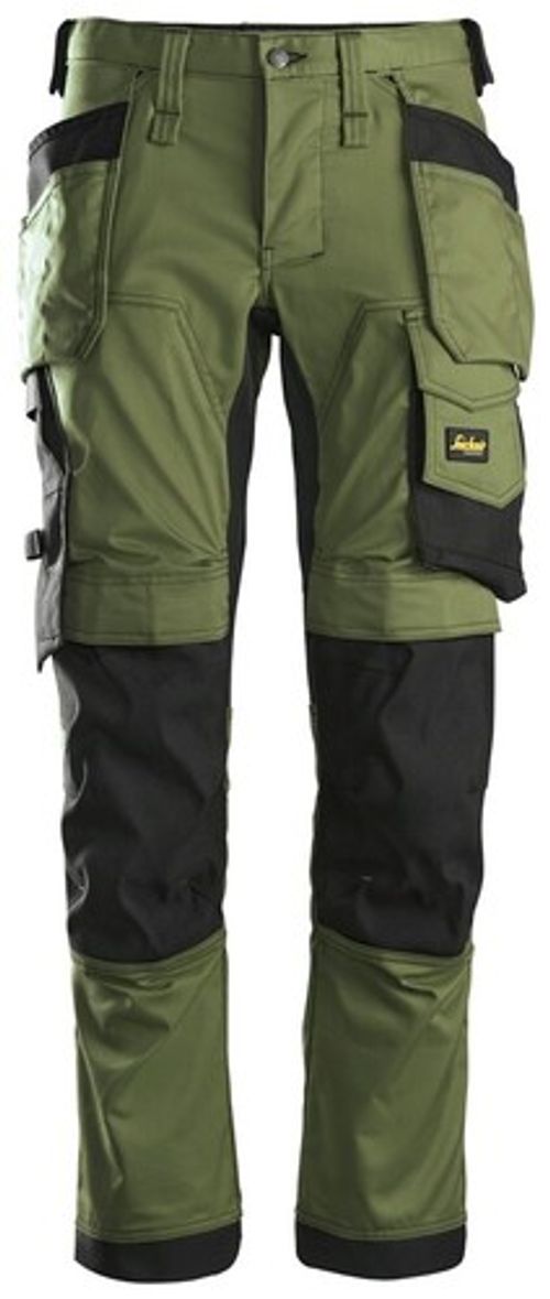 SNICKERS 6241 STRETCH WORK TROUSERS ALLROUNDWORK HOLSTER POCKETS KHAKI GREEN