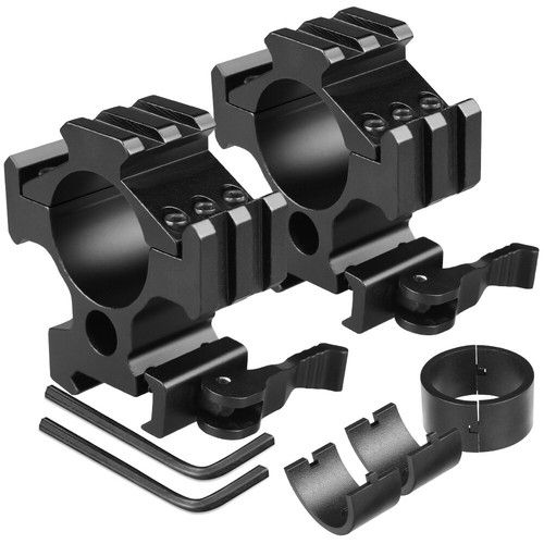 2Pcs QD Ring 25.4mm/30mm Scope Flashlight Mount 20mm Picatinny Rail with 3Sides
