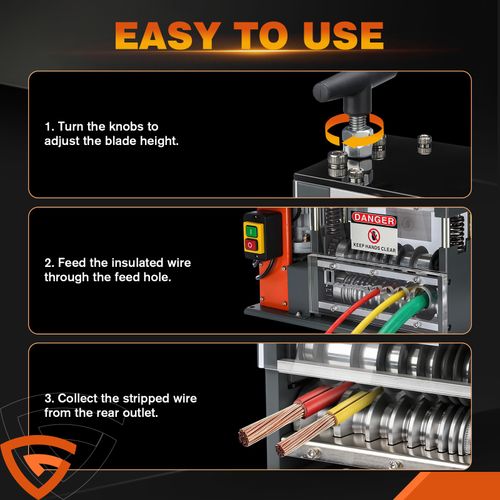 550W Electric Wire Stripping Machine Automatic Cable Stripper 1.5-40mm Peeler — image 8