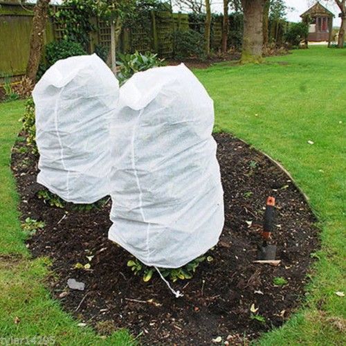 2 x Plant Frost Protection Covers Warming Jackets Bag Fleece Washable 80 x 60 cm
