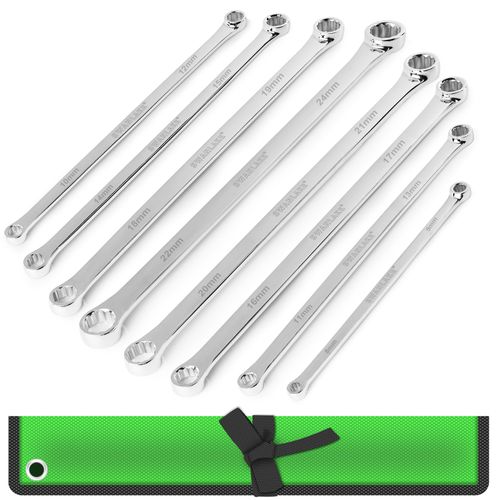 8Pc Aviation Double Ended Ring Extra Long Spanner Set 8-24mm With Storage Bag — image 1