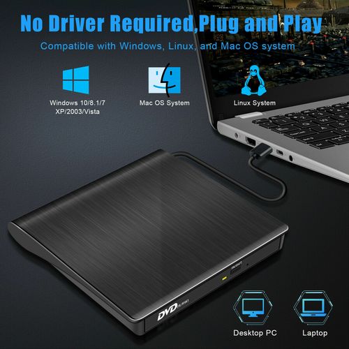USB External CD Burner DVD/CD Reader Player for Windows Mac Laptop Computer — image 6
