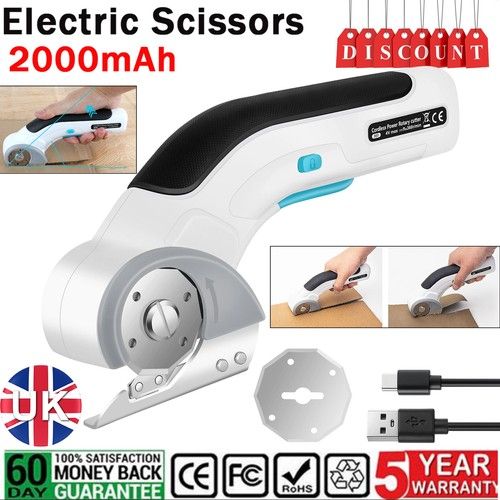 Cordless Electric Scissors Rotary Cutter Rechargeable Cardboard Fabric Carpet