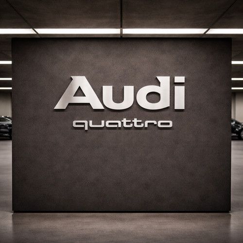Audi Quattro Logo Crest 80cm Aluminum Logo Name Car Garage WALL SIGN Shed PROMO