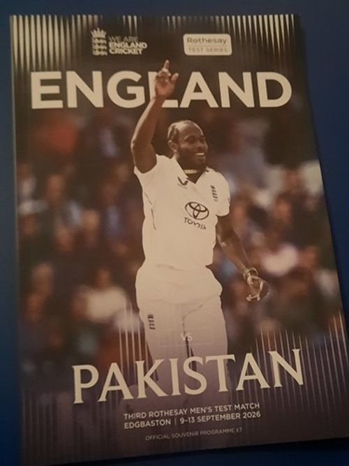 England v Pakistan: 3rd Test 2026: Official Programme *Edgbaston