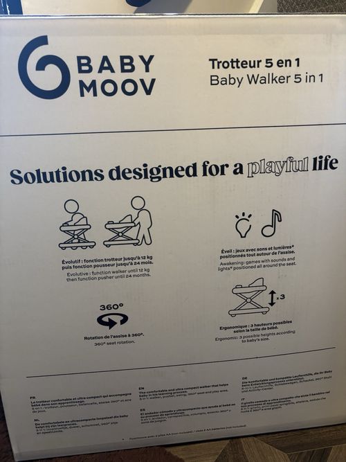 Babymoov 5-in-1 Baby Walker Lights & Sound/Music Play Tray Blue/White/Grey — image 8