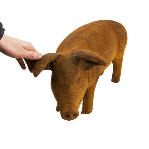 Large Rustic Cast Iron Pig Sculpture — image 5