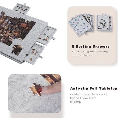 Felt Jigsaw Puzzle Board Portable Puzzle Storage-Table w/ 6 Slid Drawer 1000pcs — image 3