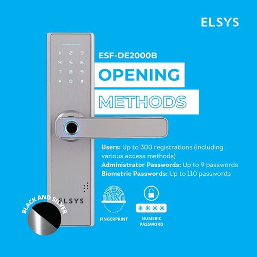 Digital Lock with Handle - Fingerprint Door Lock & Numeric Access - Silver — image 2
