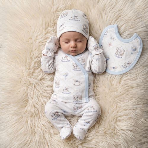 Baby Boy 5 Piece Cotton Layette Gift Set Fairground Ballons Blue 0-3 Months — image 5