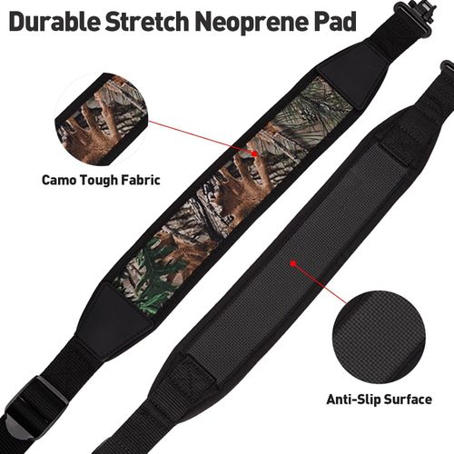 Camouflage 2 Points Rifle Gun Sling with Swivels Durable Shoulder Padded Strap — image 4