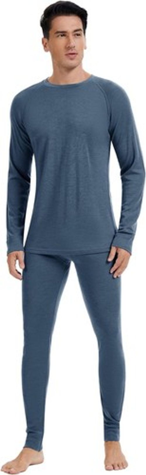 Mens Thermal Long Johns Top Bottom Set 100% Merino Wool Base Layer Underwear Set
