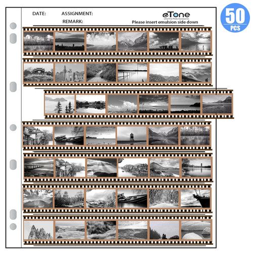 50x Acid-Free Ring Binder Archival Storage Sheets Pages 35mm 135 B/W Film Slide