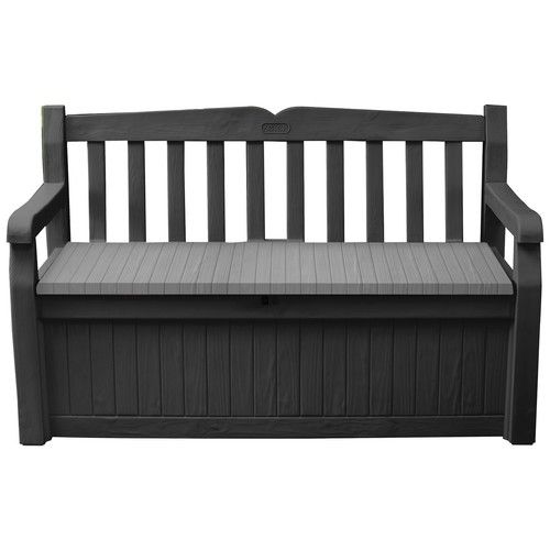 Keter Eden 265L Storage Bench Outdoor Garden Plastic Box  All-Weather Grey Seat