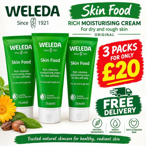 Weleda Skin Food Rich Moisturising Cream 75ml Times 3 For Only £20 Free Delivery