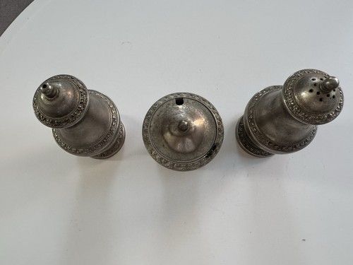 Vintage Silver Plated Condiment Set Pepper Salt Mustard Pots Ianthe England