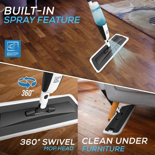 Spray Mop Floor Cleaner 3 Pads 360 Swivel Microfibre Flat Mop Set — image 3