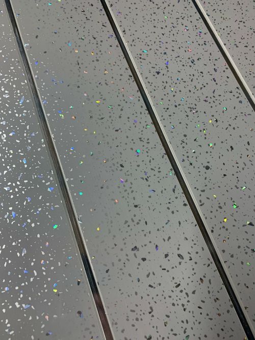 10 Grey Sparkle Chrome Strip Bathroom Cladding PVC Plastic Shower Wall Panels — image 12