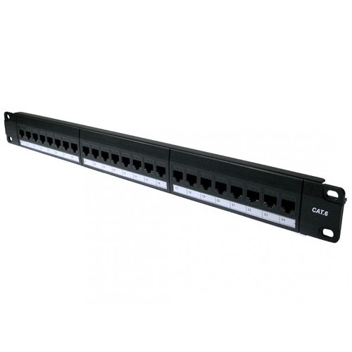 1U 24 Port Cat6 Patch Panel In-Line Coupler Ethernet Network Server Feedthrough — image 4