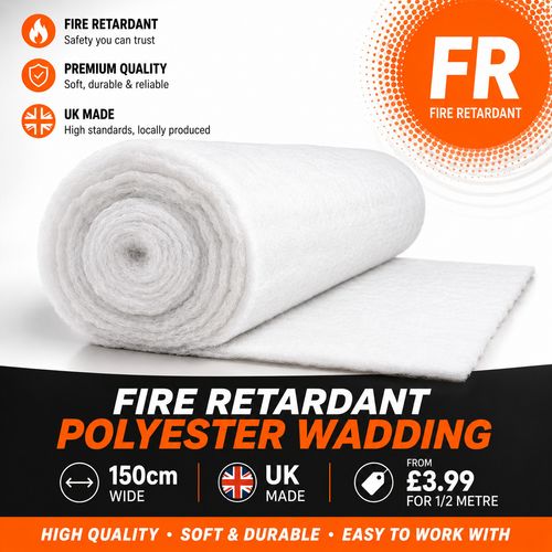 FR Fire Retardant Polyester Wadding Batting 150cm 60" UK Made – 2oz to 19oz — image 1