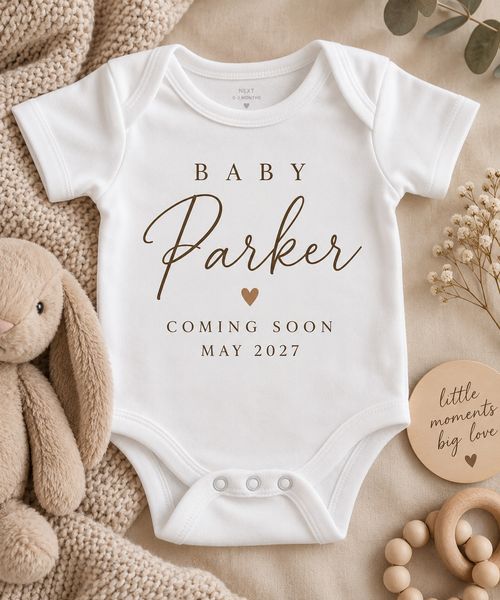 Personalised Baby Vest Babygrow | Custom Name & Date New Baby Gift announcement — image 2