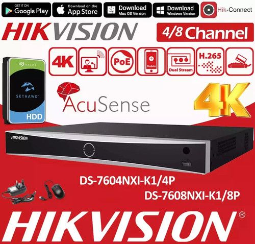 HIKVISION COLORVU POE CCTV SYSTEM IP UHD 8MP NVR 4K 8MP 2-WAY AUDIO CAMERA KIT