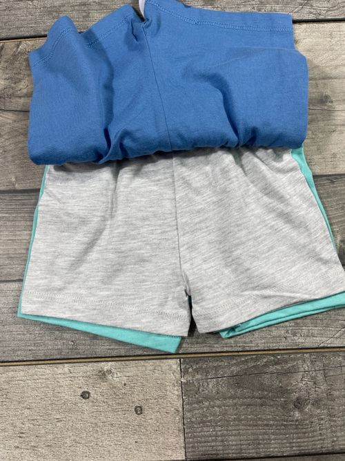 Fred & Flo 3 Pack Baby Shorts Blue Green Grey Boys Up to 3 Months 62cm NWT — image 3