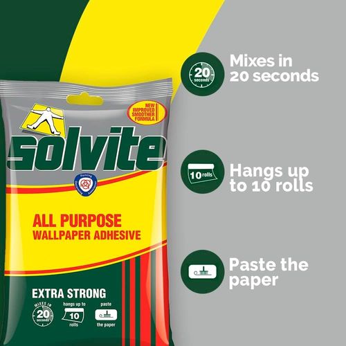 Solvite All Purpose Extra Strong Wallpaper Paste ,Easy Mix Wallpaper Glue-10roll — image 8