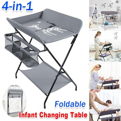 Folding Baby Changer Unit Changing Organizer Table Nappy Diaper With Storage